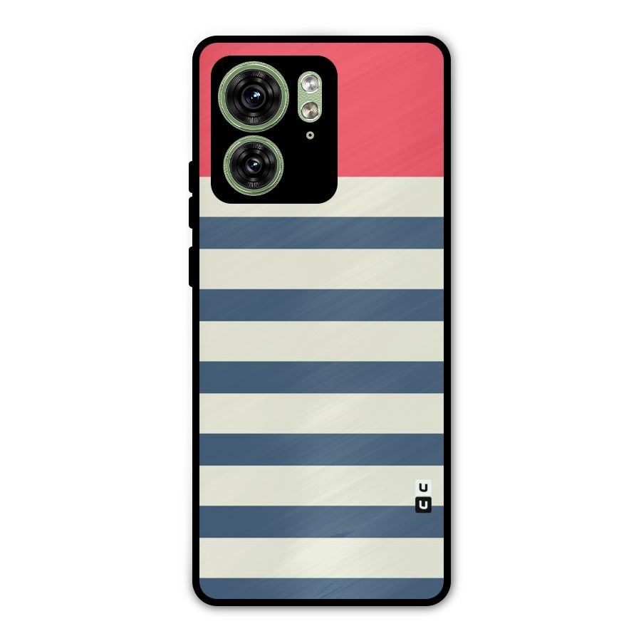 Solid Orange And Stripes Metal Back Case for Motorola Edge 40 5G