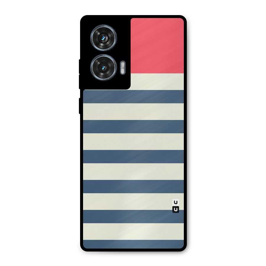 Solid Orange And Stripes Metal Back Case for Motorola G96