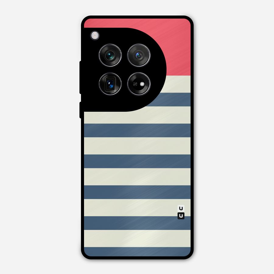 Solid Orange And Stripes Metal Back Case for OnePlus 12