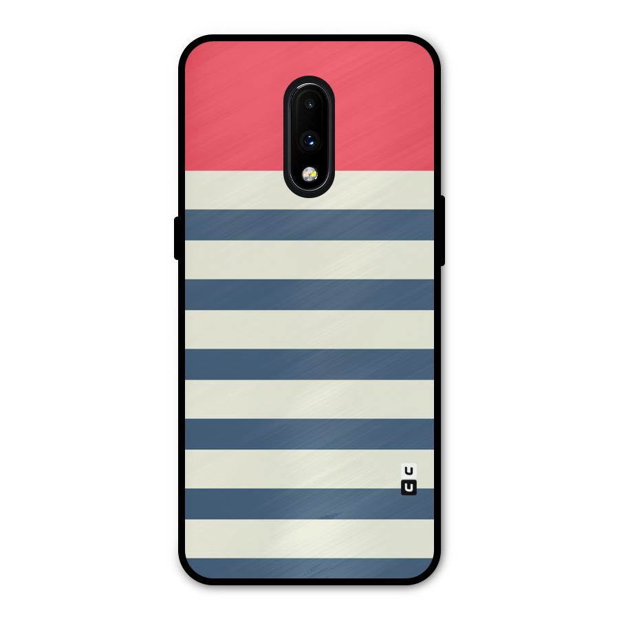 Solid Orange And Stripes Metal Back Case for OnePlus 7