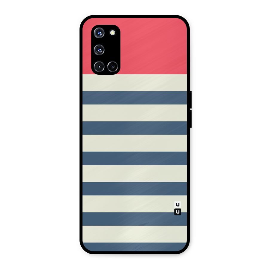 Solid Orange And Stripes Metal Back Case for Oppo A52