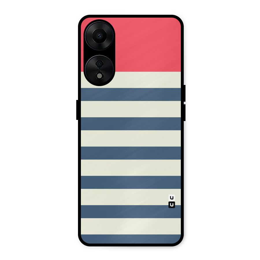 Solid Orange And Stripes Metal Back Case for Oppo A78 5G