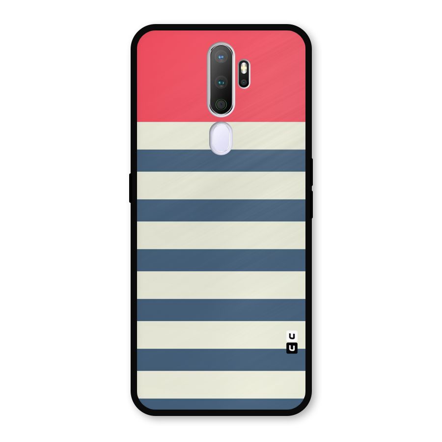 Solid Orange And Stripes Metal Back Case for Oppo A9 (2020)