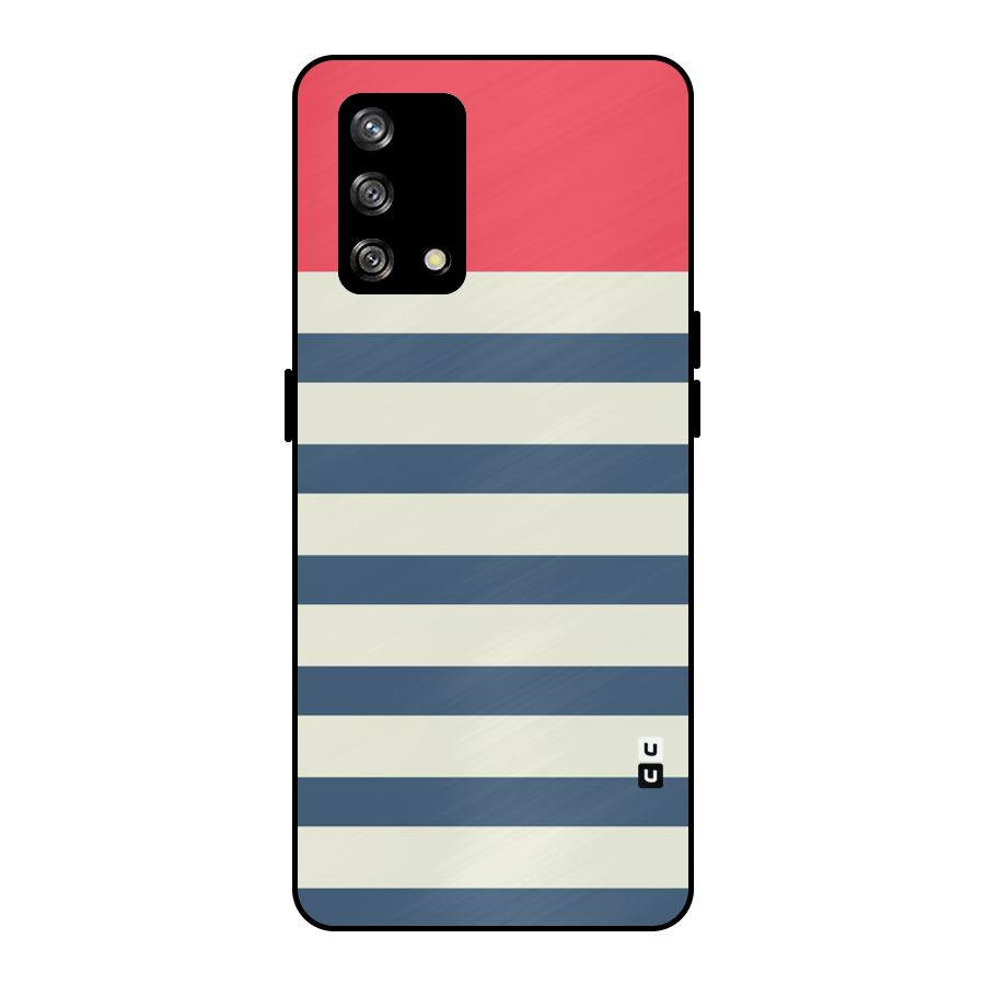 Solid Orange And Stripes Metal Back Case for Oppo F19