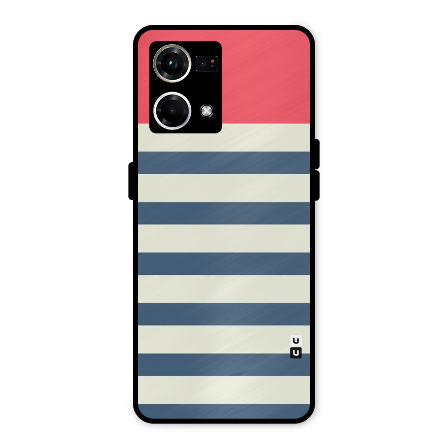 Solid Orange And Stripes Metal Back Case for Oppo F21 Pro 4G