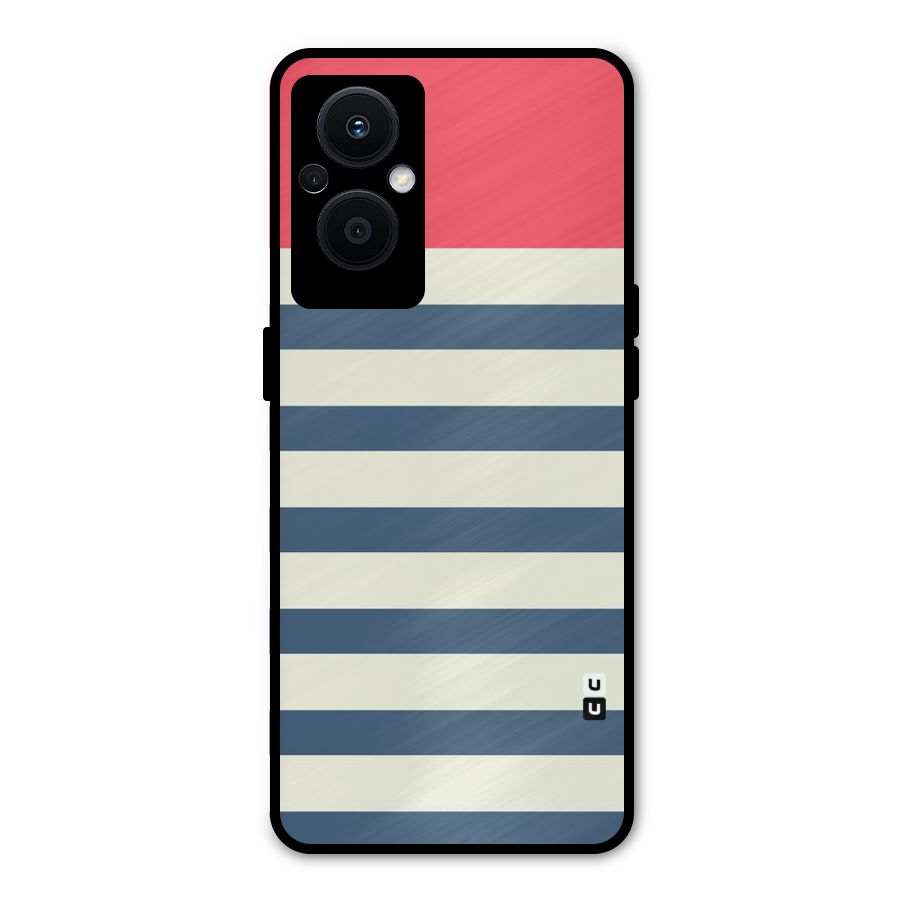 Solid Orange And Stripes Metal Back Case for Oppo F21s Pro 5G