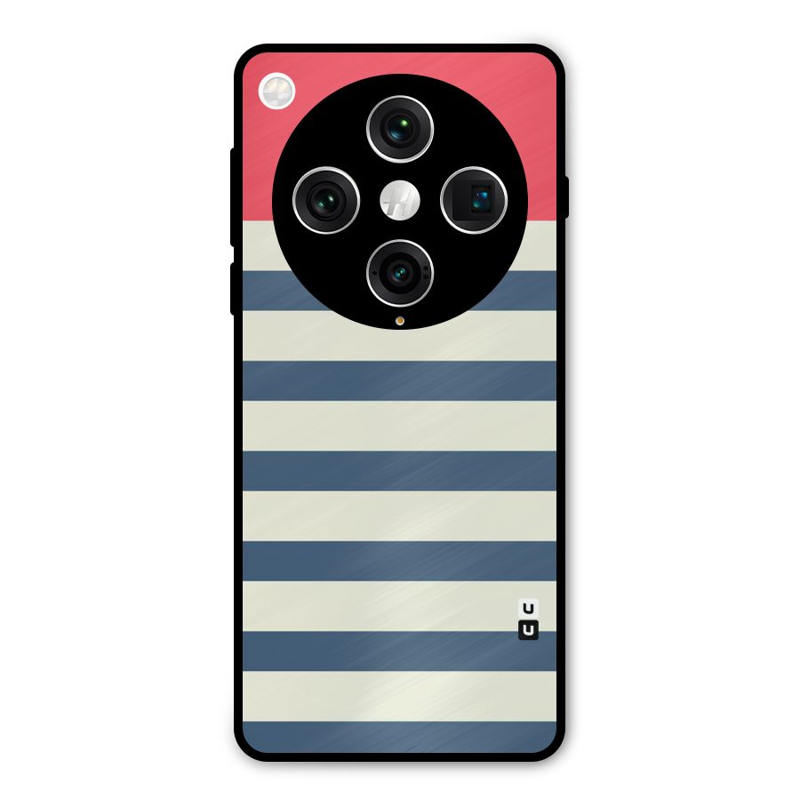 Solid Orange And Stripes Metal Back Case for Oppo Find X8 Pro
