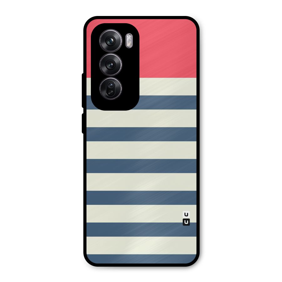 Solid Orange And Stripes Metal Back Case for Oppo Reno12 Pro