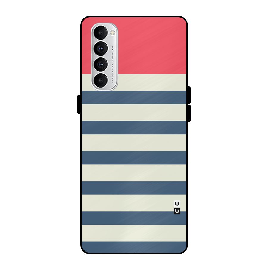 Solid Orange And Stripes Metal Back Case for Oppo Reno4 Pro