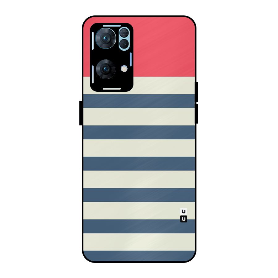 Solid Orange And Stripes Metal Back Case for Oppo Reno7 Pro 5G