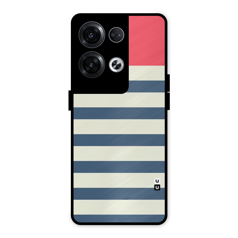 Solid Orange And Stripes Metal Back Case for Oppo Reno8 Pro 5G