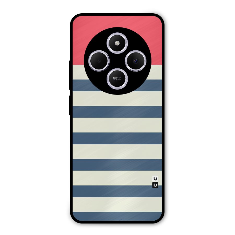 Solid Orange And Stripes Metal Back Case for Poco C75 5G