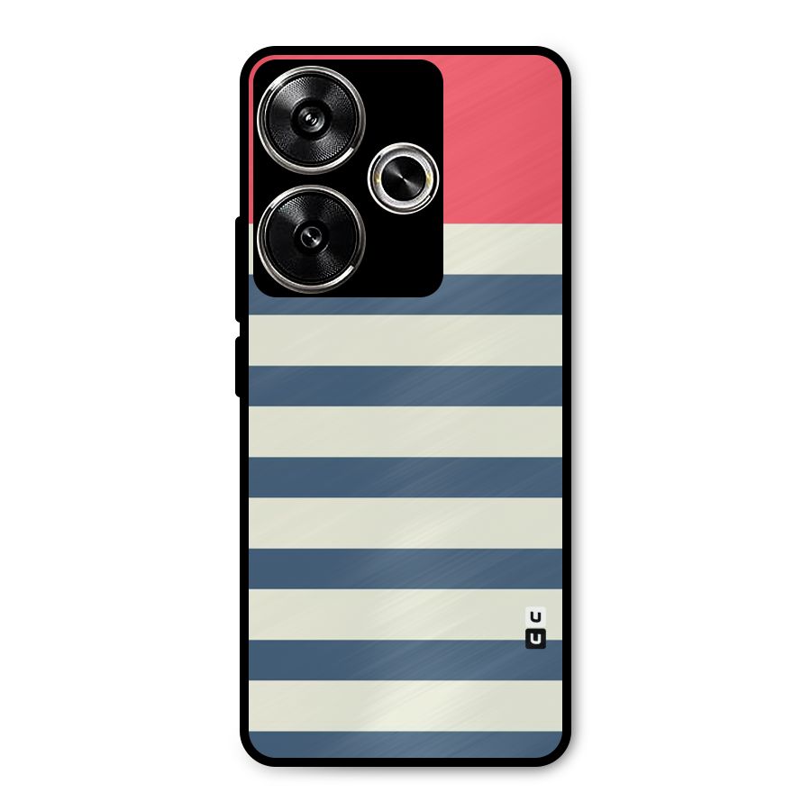 Solid Orange And Stripes Metal Back Case for Poco F6