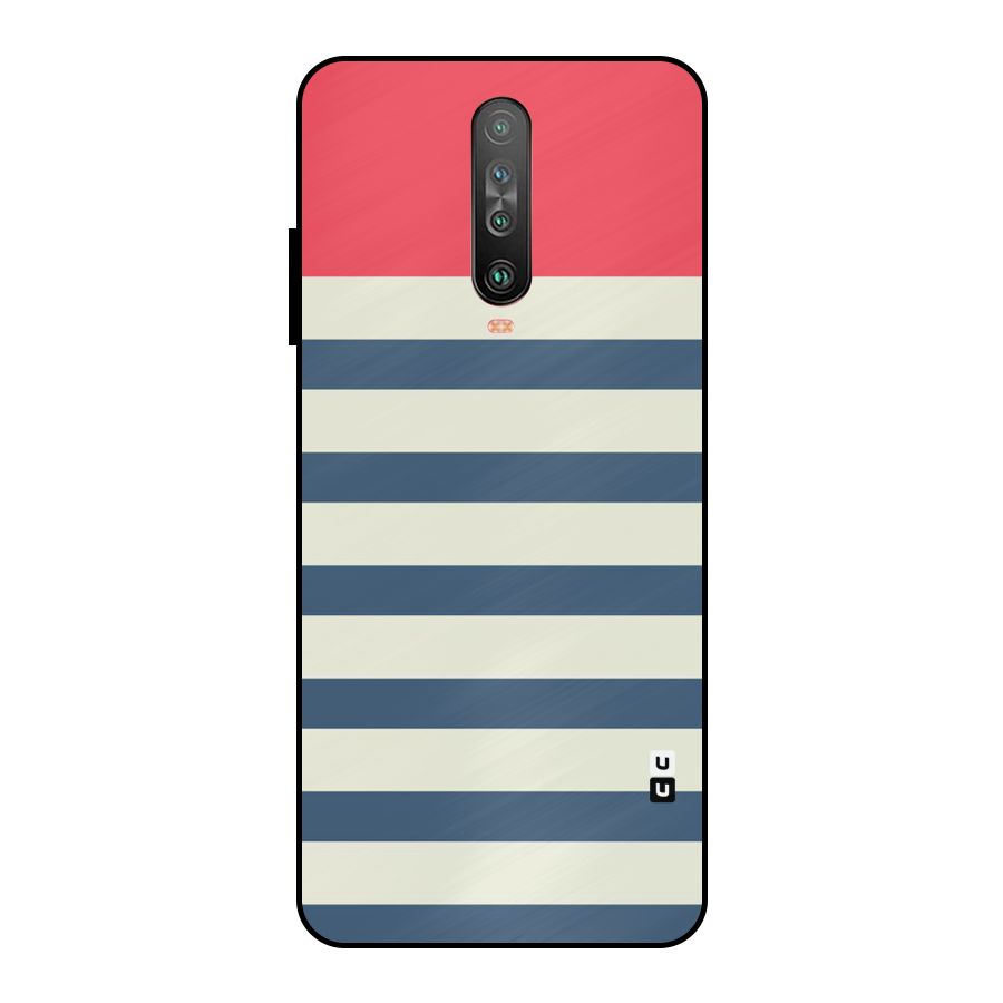 Solid Orange And Stripes Metal Back Case for Poco X2