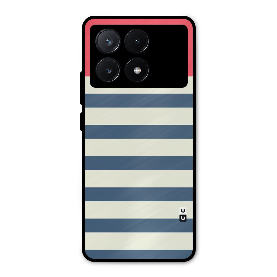Solid Orange And Stripes Metal Back Case for Poco X6 Pro