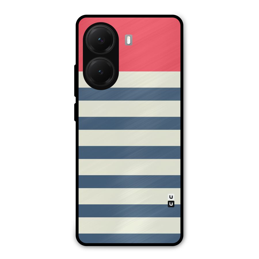 Solid Orange And Stripes Metal Back Case for Poco X7 Pro