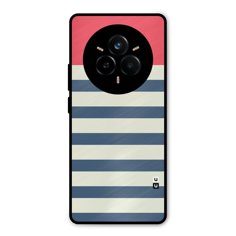 Solid Orange And Stripes Metal Back Case for Realme 14 Pro