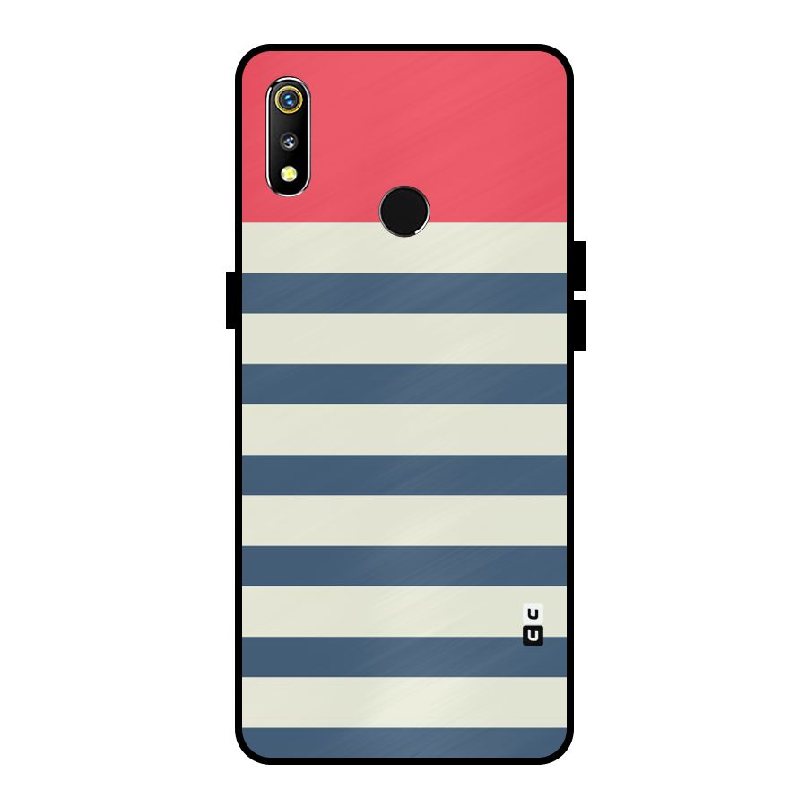 Solid Orange And Stripes Metal Back Case for Realme 3i