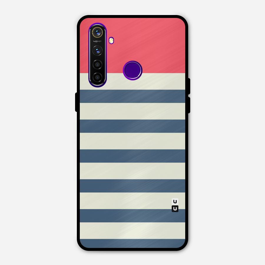 Solid Orange And Stripes Metal Back Case for Realme 5 Pro
