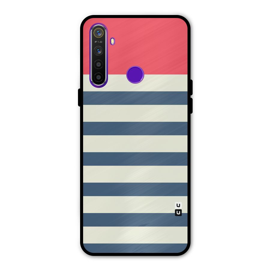 Solid Orange And Stripes Metal Back Case for Realme 5i