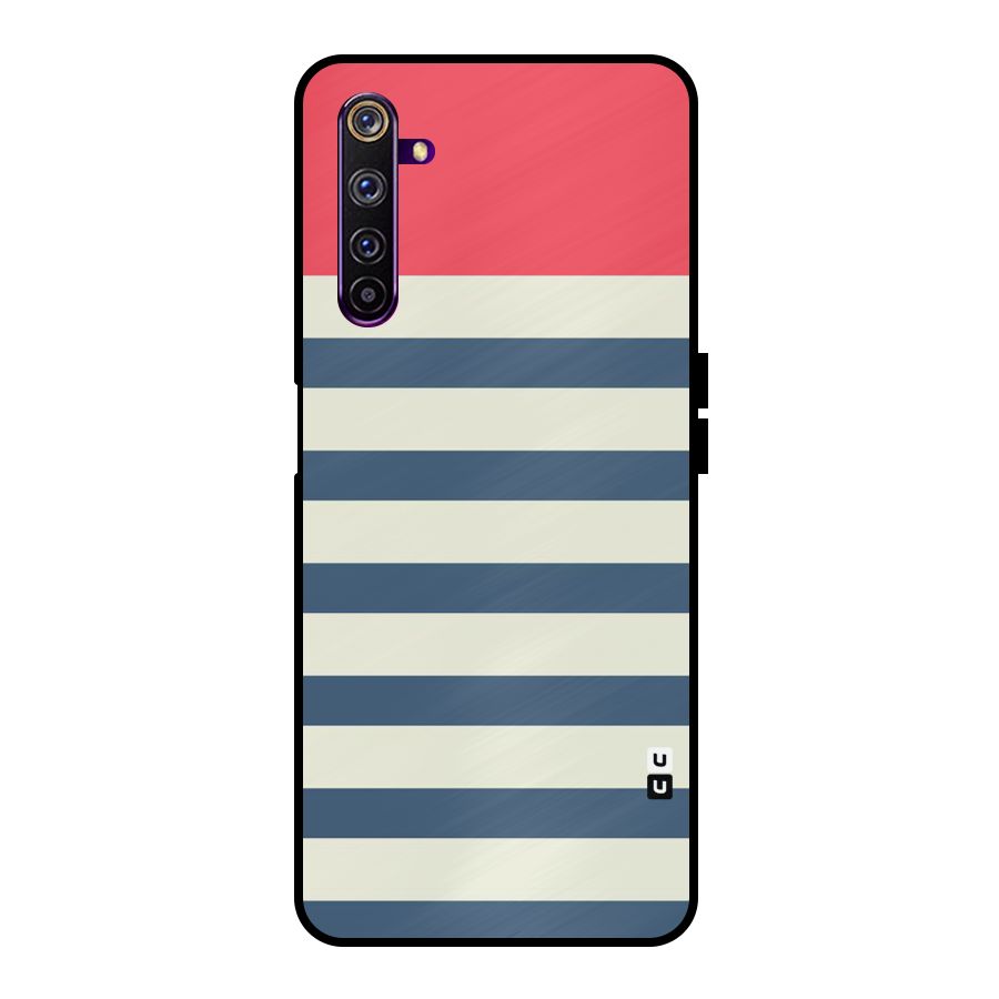 Solid Orange And Stripes Metal Back Case for Realme 6 Pro