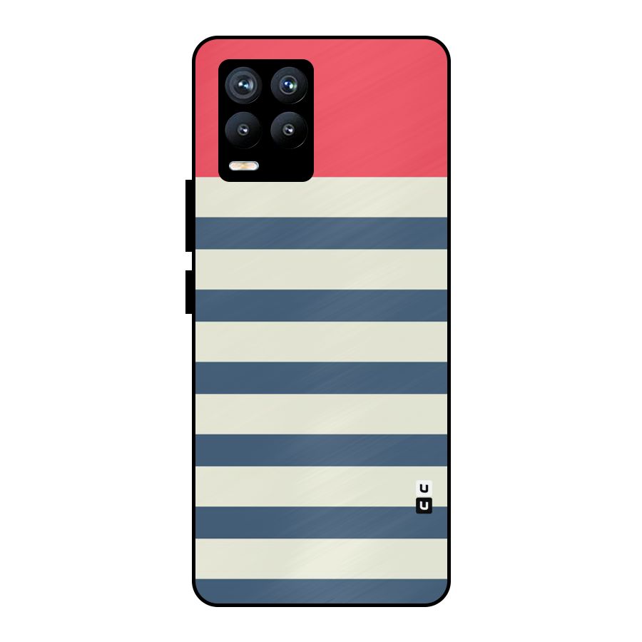 Solid Orange And Stripes Metal Back Case for Realme 8 Pro