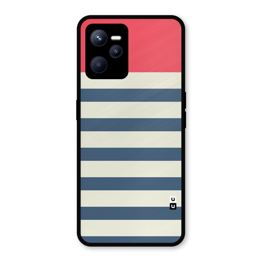 Solid Orange And Stripes Metal Back Case for Realme C35