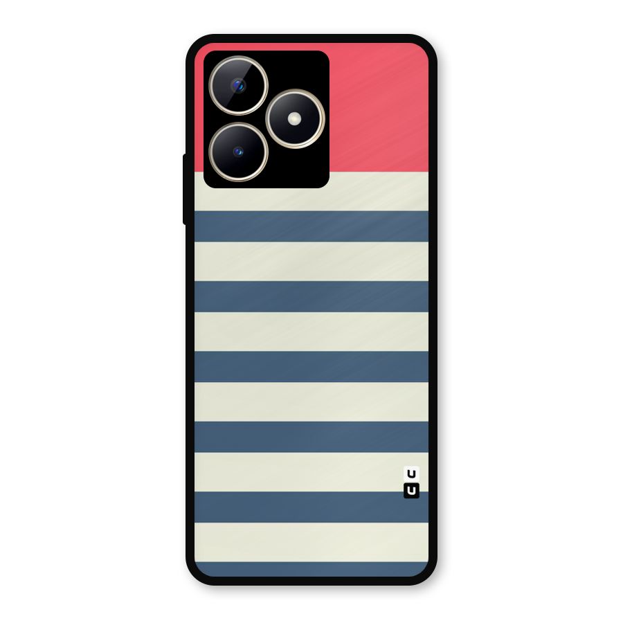 Solid Orange And Stripes Metal Back Case for Realme C53