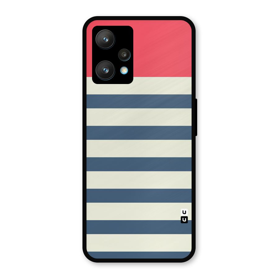 Solid Orange And Stripes Metal Back Case for Realme Narzo 50 Pro