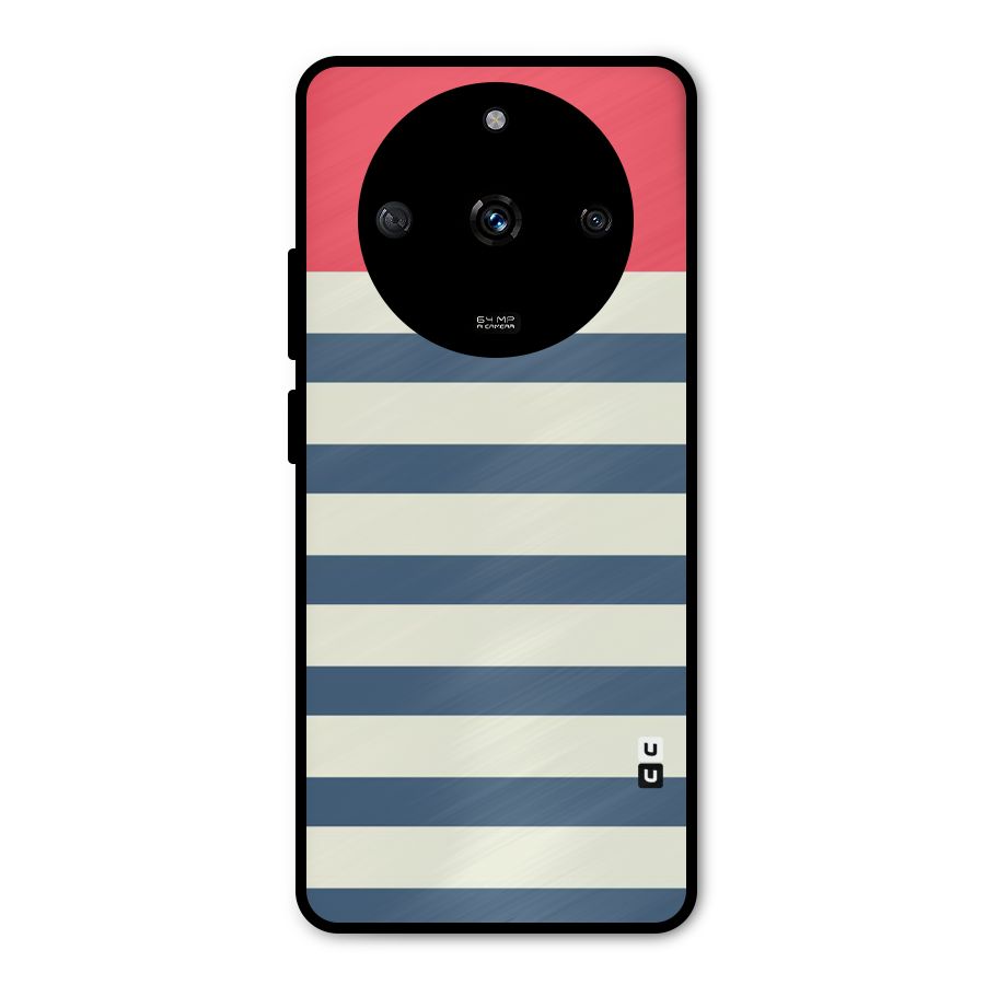 Solid Orange And Stripes Metal Back Case for Realme Narzo 60 5G