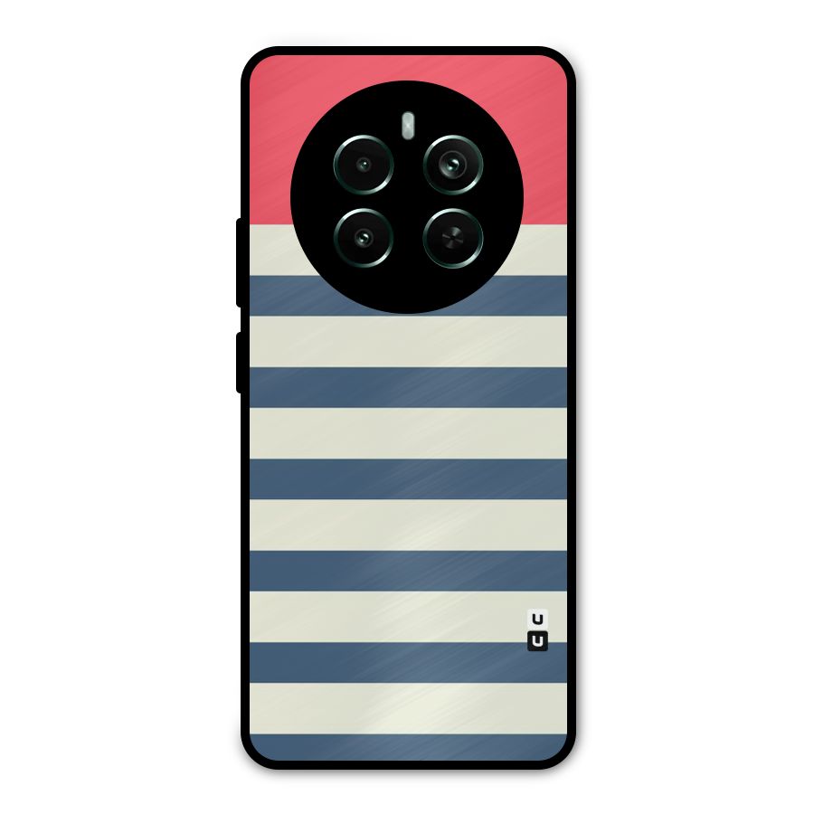 Solid Orange And Stripes Metal Back Case for Realme Narzo 70 Pro