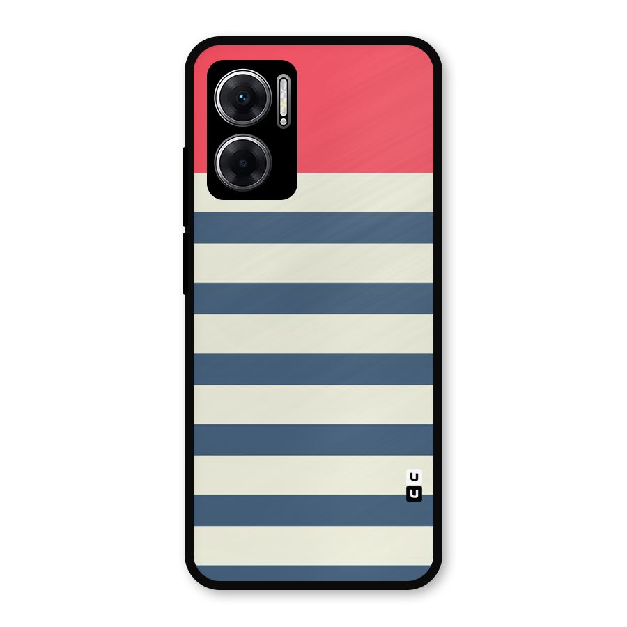 Solid Orange And Stripes Metal Back Case for Redmi 11 Prime 5G