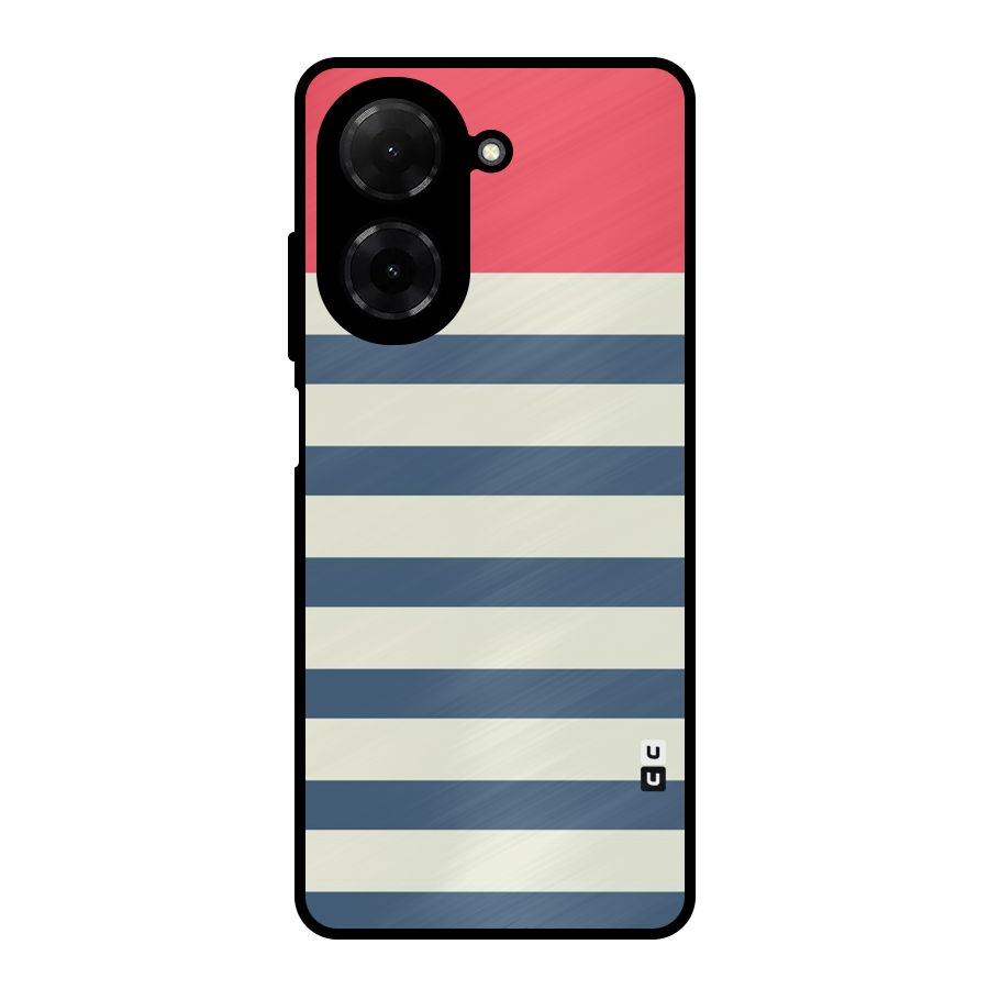 Solid Orange And Stripes Metal Back Case for Redmi A5 4G