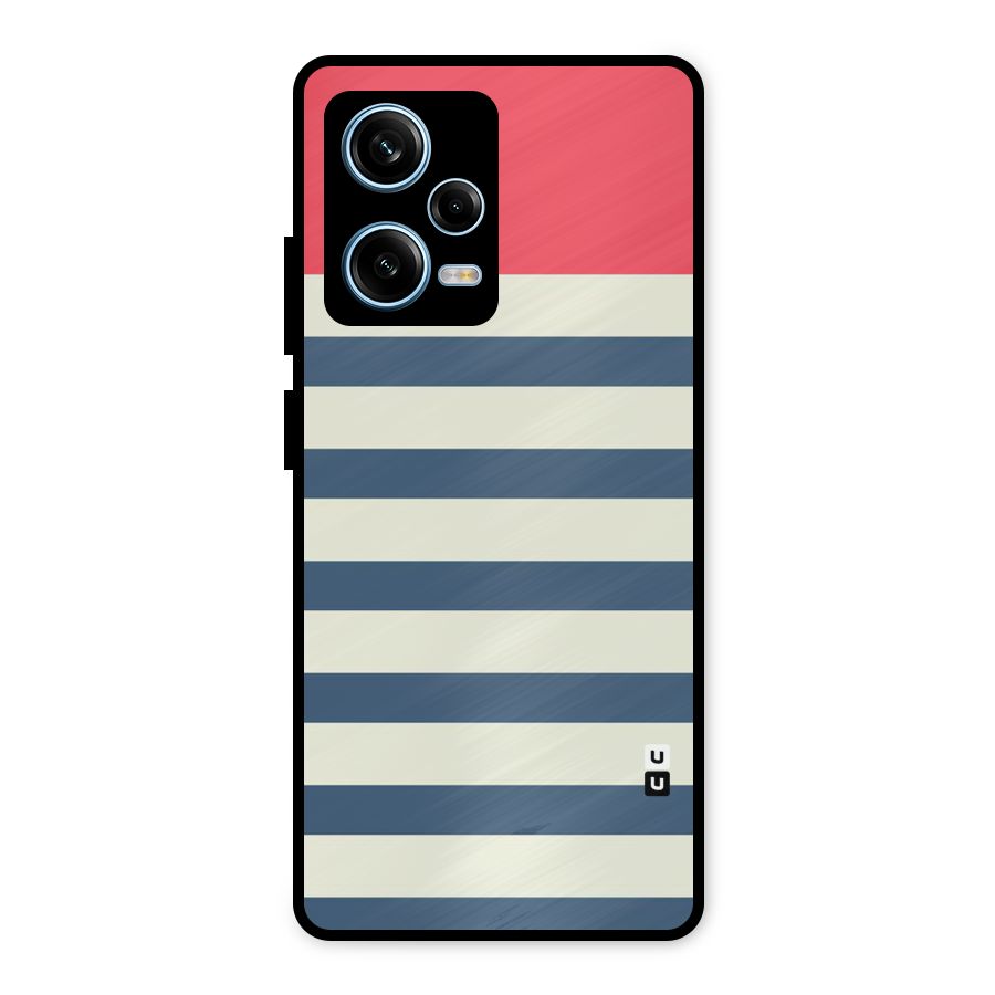 Solid Orange And Stripes Metal Back Case for Redmi Note 12 Pro