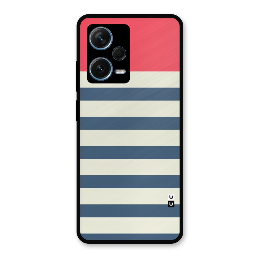 Solid Orange And Stripes Metal Back Case for Redmi Note 12 Pro Plus 5G