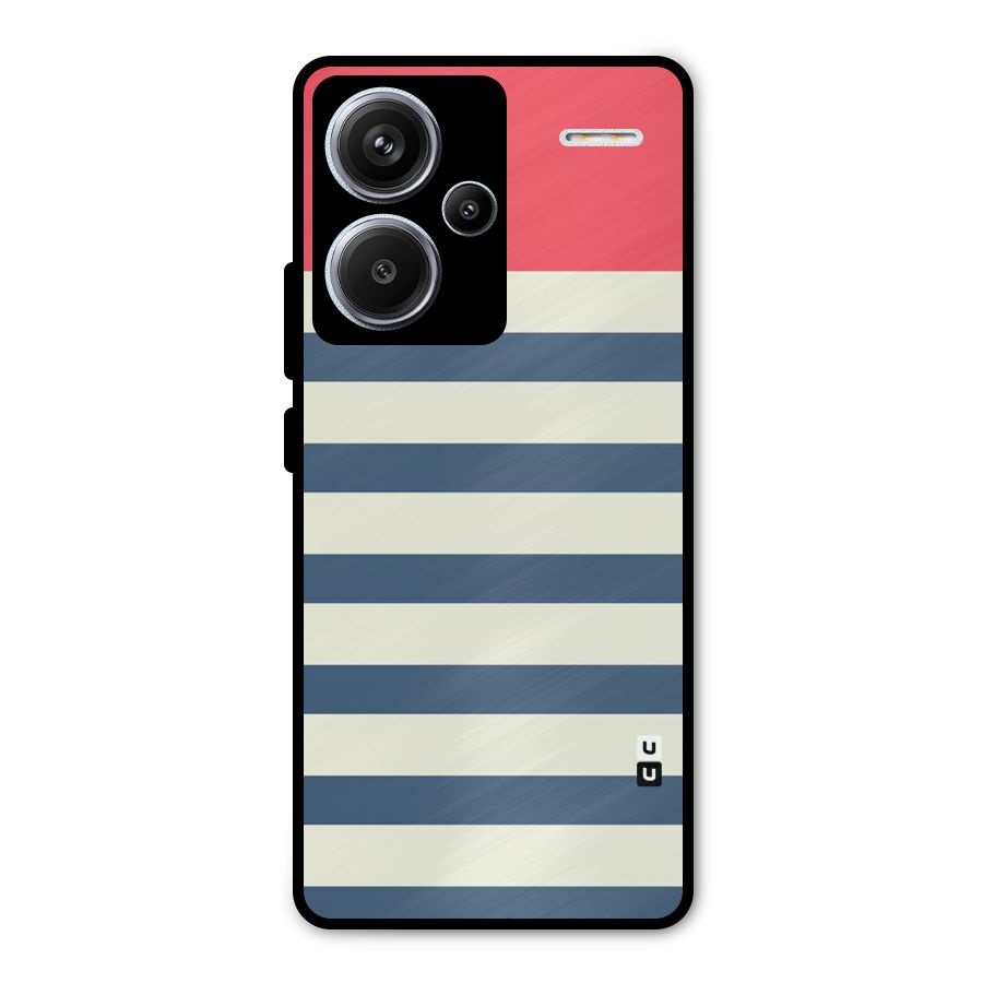 Solid Orange And Stripes Metal Back Case for Redmi Note 13 Pro Plus