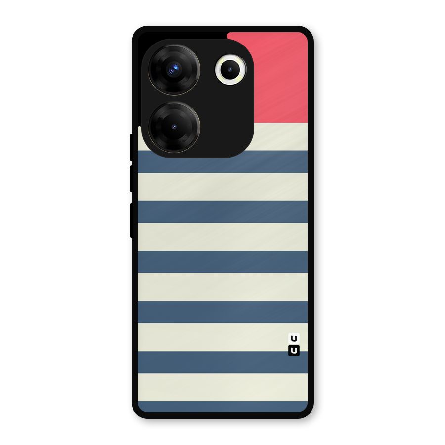 Solid Orange And Stripes Metal Back Case for Tecno Camon 20