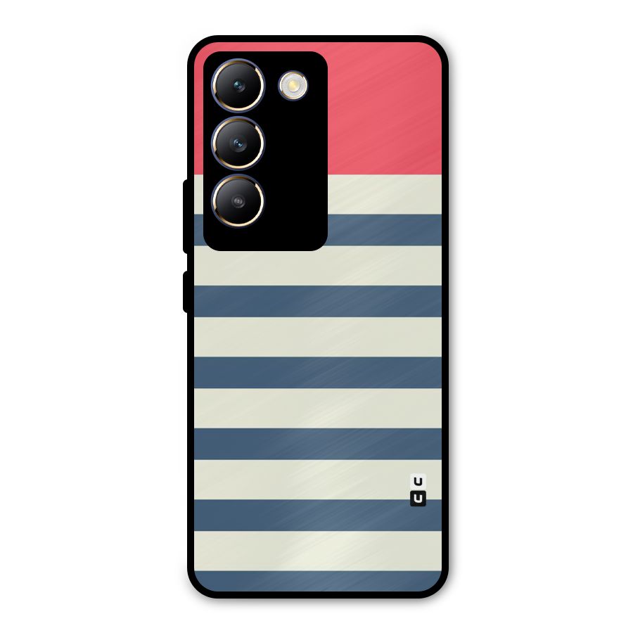 Solid Orange And Stripes Metal Back Case for Vivo T3 5G