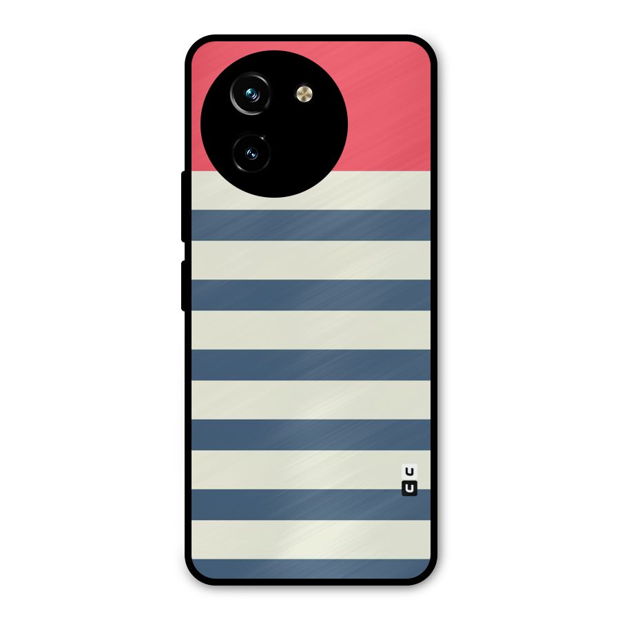 Solid Orange And Stripes Metal Back Case for Vivo T3x