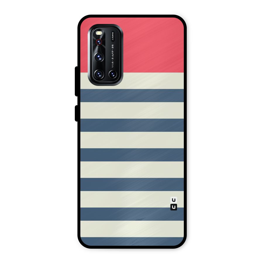 Solid Orange And Stripes Metal Back Case for Vivo V19