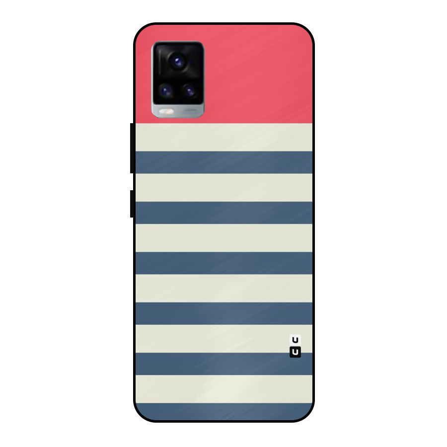 Solid Orange And Stripes Metal Back Case for Vivo V20 2021