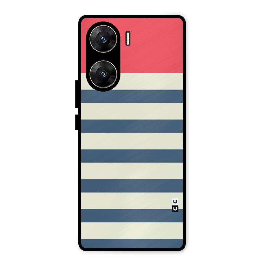 Solid Orange And Stripes Metal Back Case for Vivo V29e