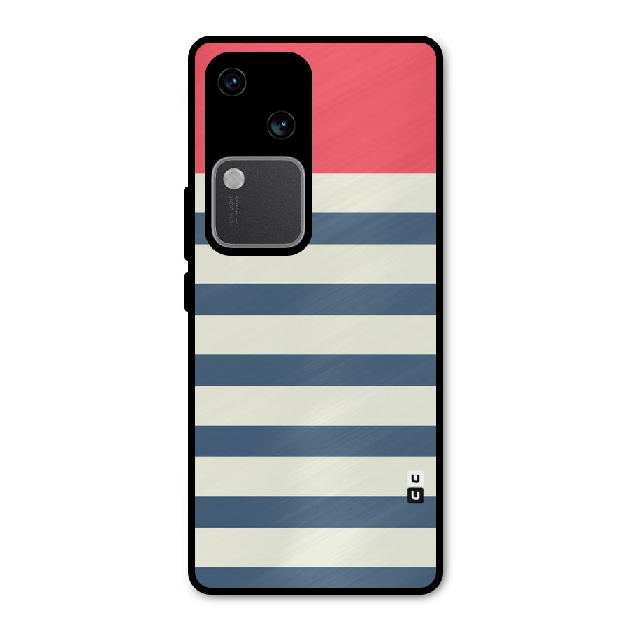 Solid Orange And Stripes Metal Back Case for Vivo V30