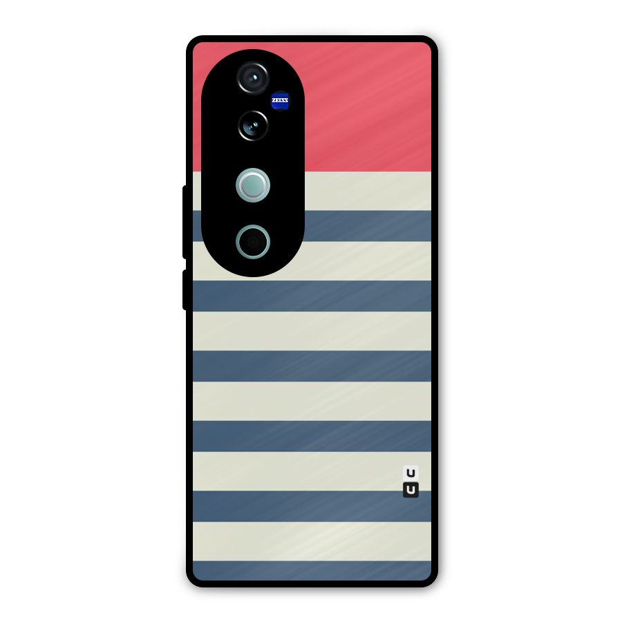Solid Orange And Stripes Metal Back Case for Vivo V40 Pro
