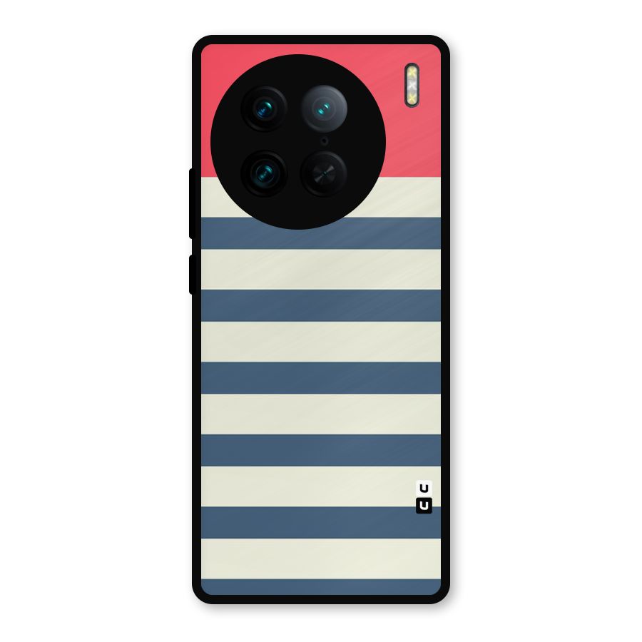 Solid Orange And Stripes Metal Back Case for Vivo X90 Pro