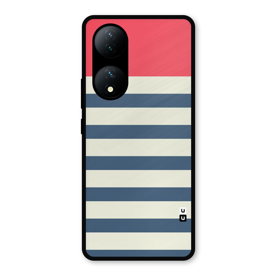 Solid Orange And Stripes Metal Back Case for Vivo Y100a