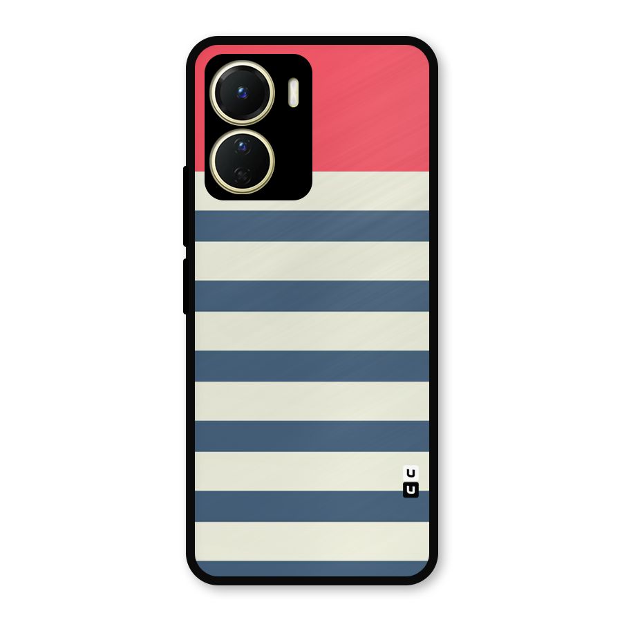 Solid Orange And Stripes Metal Back Case for Vivo Y16