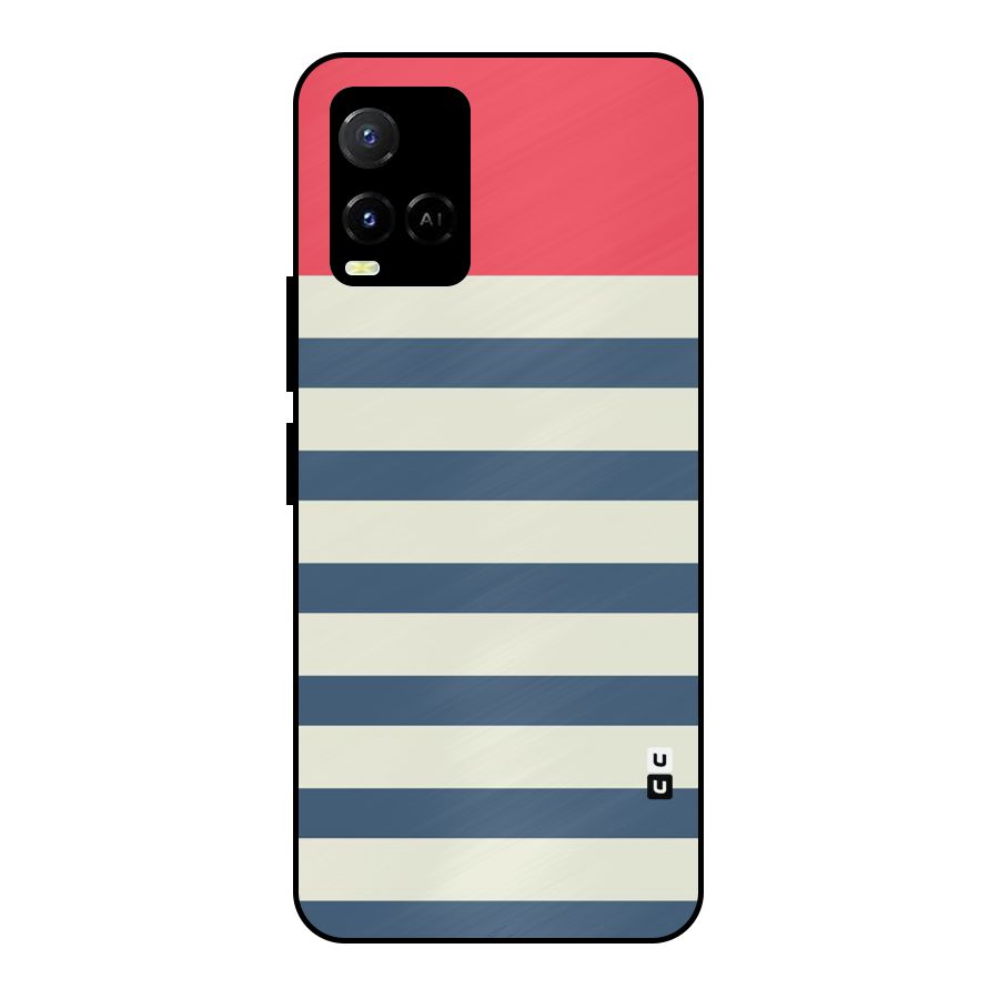 Solid Orange And Stripes Metal Back Case for Vivo Y21A