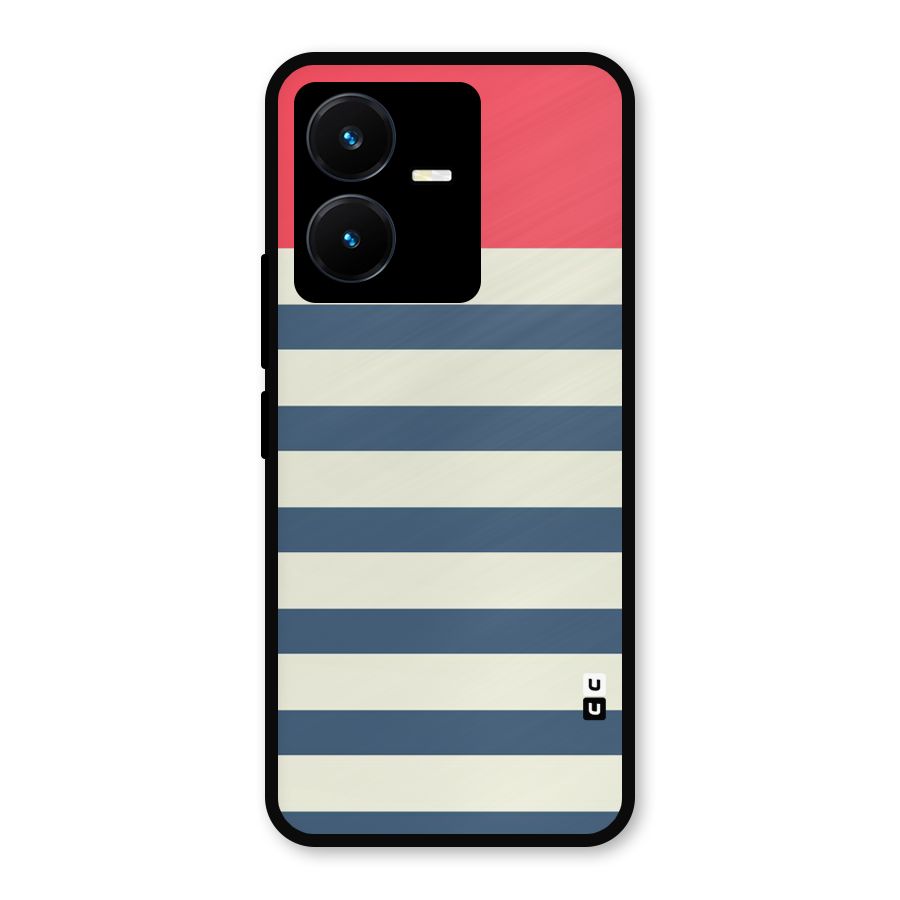 Solid Orange And Stripes Metal Back Case for Vivo Y22