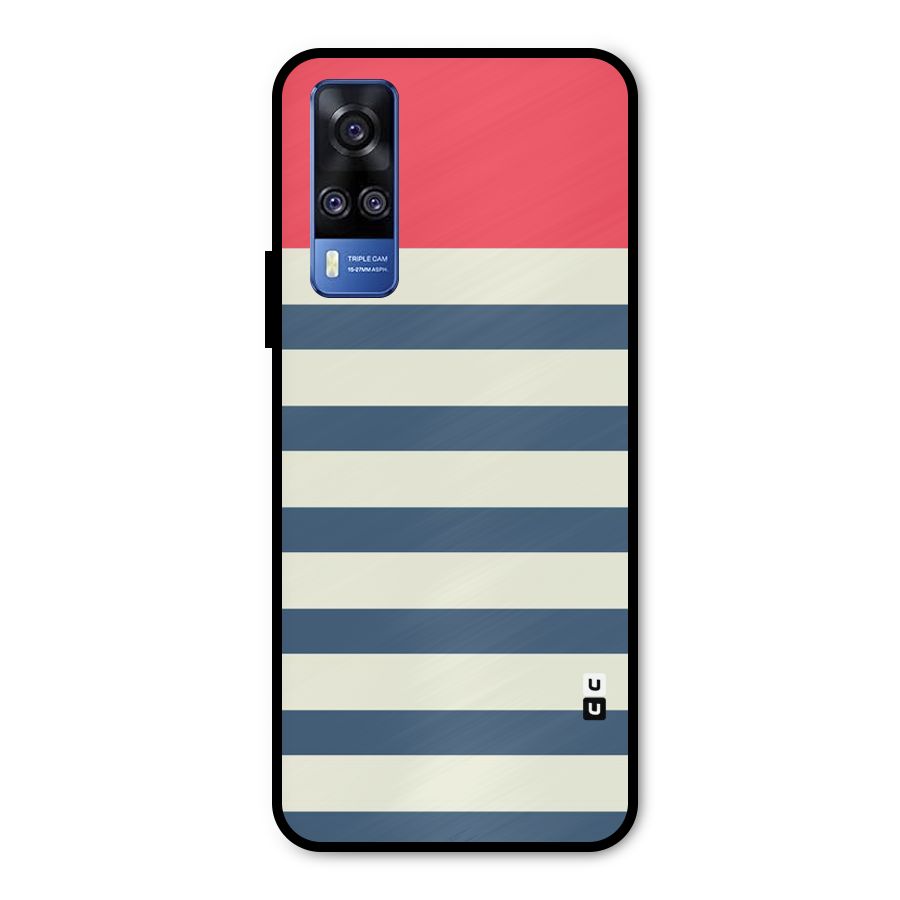 Solid Orange And Stripes Metal Back Case for Vivo Y51A